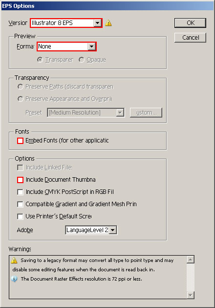 Export EPS - správné parametry