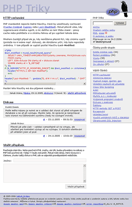 Návrh nového designu pro web PHP Triky