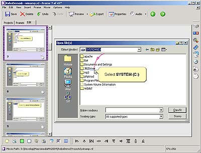 Macromedia Robodemo 5.0 - Ladění záznamu a práce se snímky