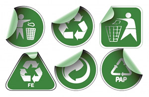 labels with recycle symbols